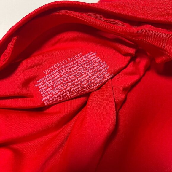 Victoria Secret Medium M One Piece Swimsuit Bikini Push Up Ruched Lipstick Red - Picture 9 of 9